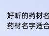 好听的药材名字适合男孩名字 好听的药材名字适合男孩名字有哪些