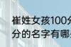 崔姓女孩100分的名字 崔姓女孩100分的名字有哪些