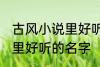 古风小说里好听的名字 优雅好听小说里好听的名字